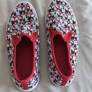 Disney Womens Slip-On Sneakers - Red and Black